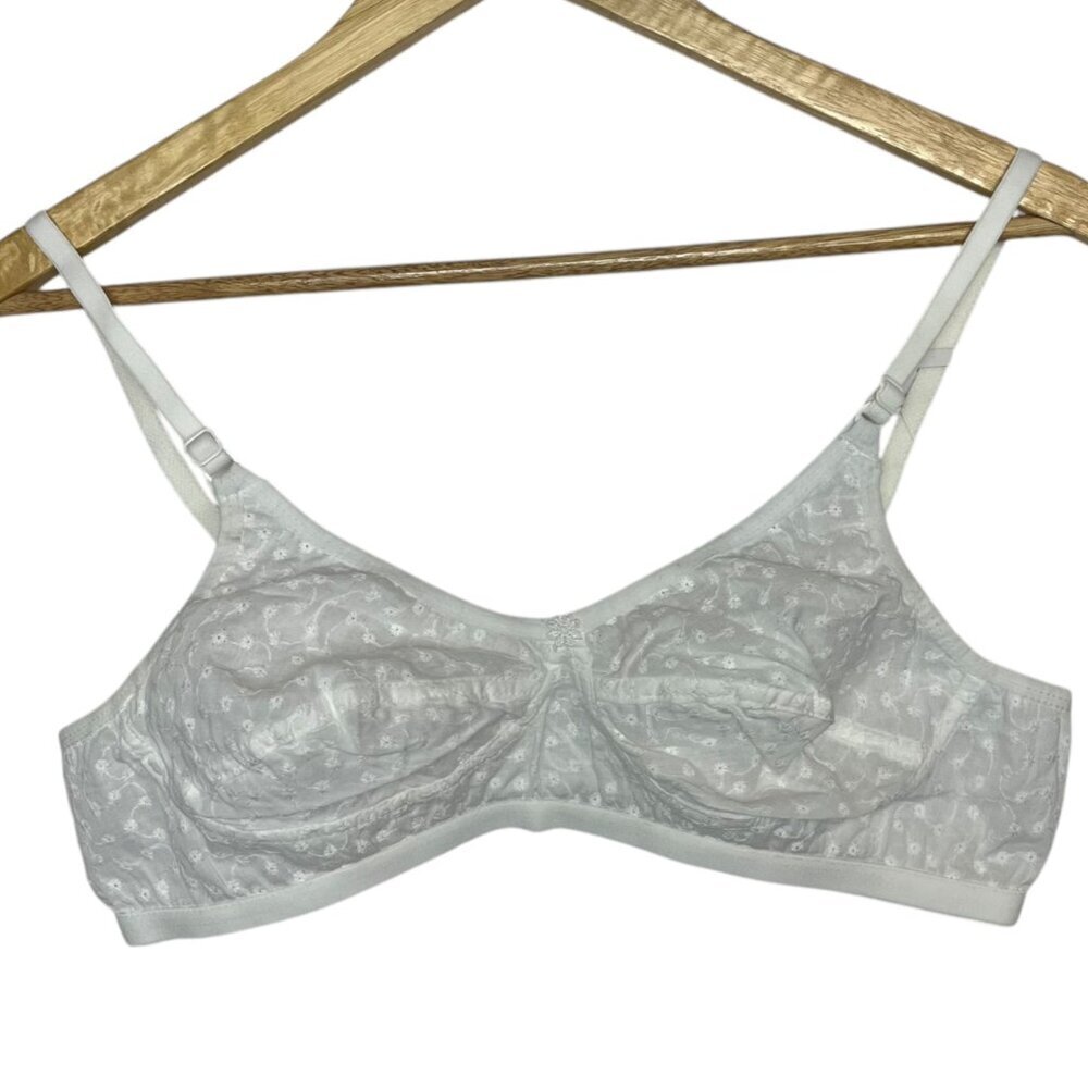 Derifik Lingerie Women's B Cup Bra White Floral Ditsy Simple Unlined